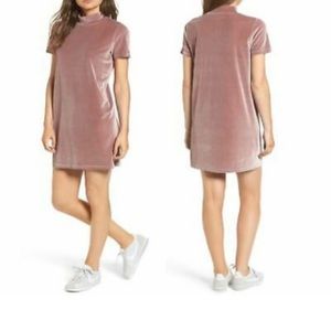 🩷 Madewell Women’s Velvet Mockneck Mini Dress Pink Size XS